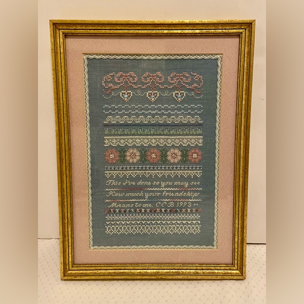 Professionally framed 10x12 Friendship Cross Stitch Picture